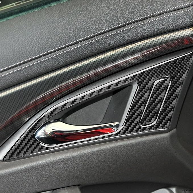 Real Carbon Fiber Trim for Cadillac CTS Accessories | for 2008 2009 2010 2011 2012 2013 Door Handle Decoration Panel Sticker Interior Thick Overlay Decal