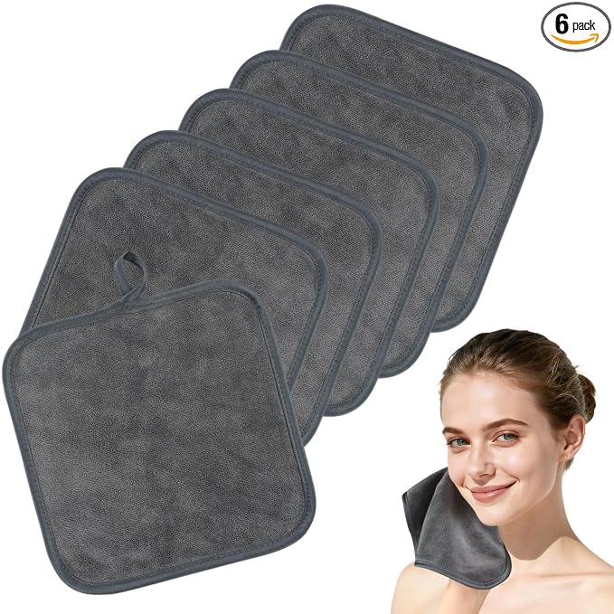SINLAND Microfiber Facial Cloths Fast Drying Washcloth 8inch x 8inch Absorbent Face Wash Cloth Soft Makeup Remover Cloths