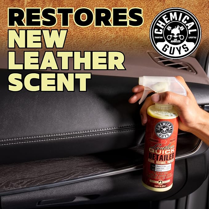 Chemical Guys, Leather Quick Detailer, Cleaner & Conditioner Spray, 16 oz | Quick spray cleans and conditions seats, furniture and apparel, safe on natural, synthetic and faux leather