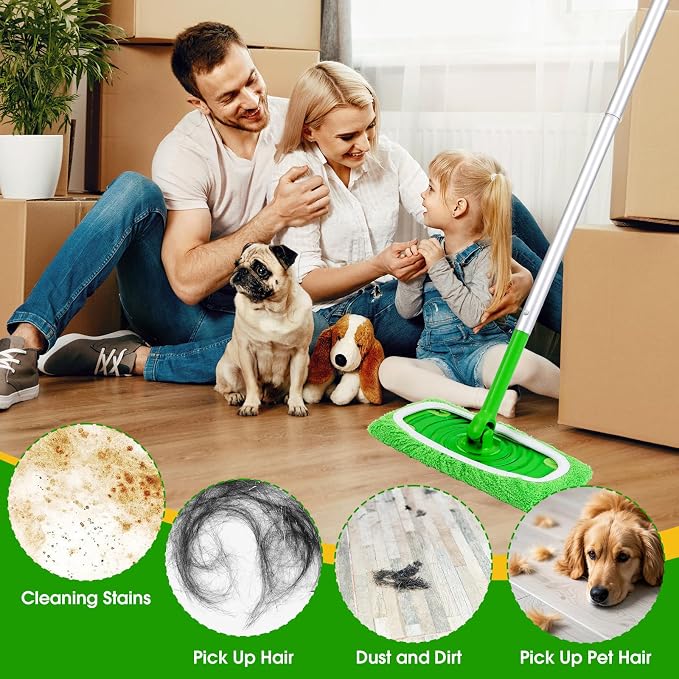 12Pcs Reusable Microfiber Mop Pads Compatible with Sweeper Mops,Dry Sweeping Cloths & Wet Mopping Pads Refills,Washable Mop Pads for Floor Cleaning