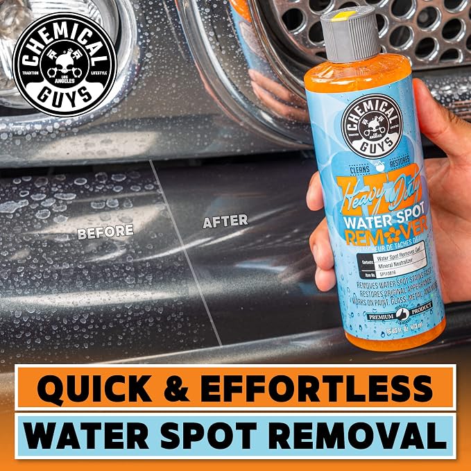 Chemical Guys, Heavy Duty Water Spot Remover Gel for Glass & Paint, 16 oz | Thick gel clings to glass and panels to tackle hard water stains and mineral marks, prepping for wax or ceramic