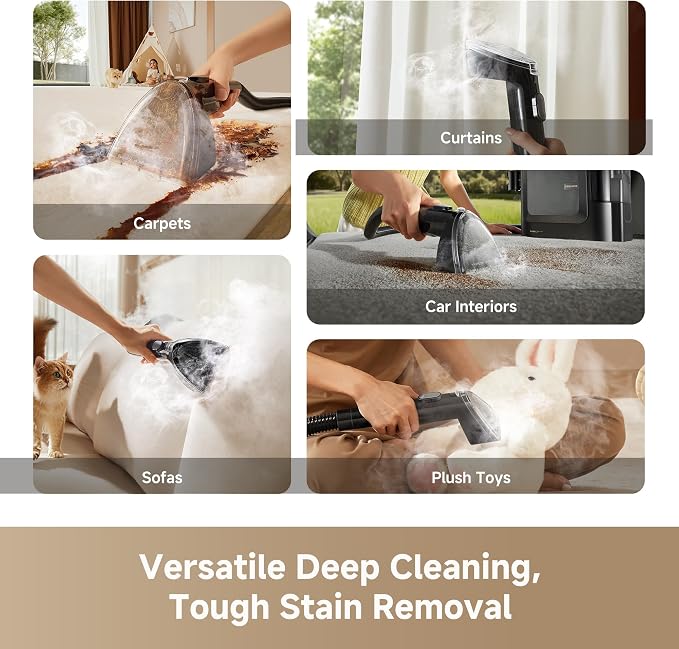 DREAME N20 Steam Carpet Cleaner Machine with Steam & Hot Water Wash, Portable Upholstery Cleaner with Self Cleaning, 17Kpa Suction, Perfect for Pet, Car, Auto, Carpet, Rug, Auto-Mix Solution