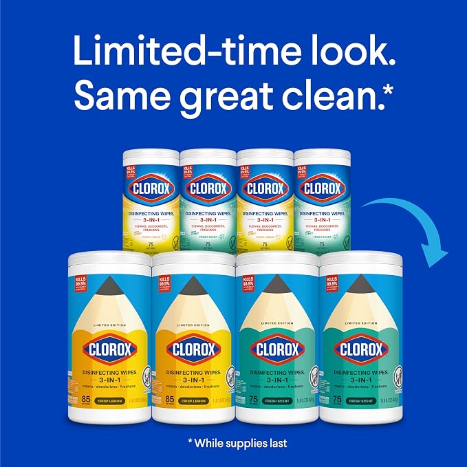 Clorox Disinfecting Wipes Back to School Variety Pack, 75 Count Each, Pack of 4 (Package May Vary)