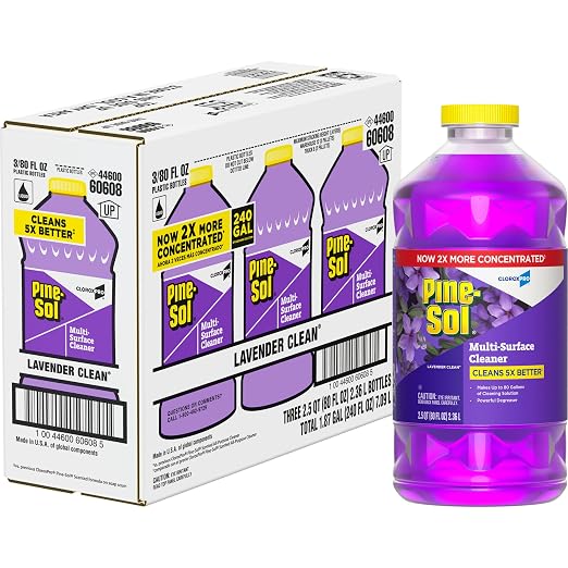 CloroxPro Pine-Sol Multi-Surface Cleaner, All Purpose Cleaner, Lavender Clean, 80 Fluid Ounces, Pack of 3 (Package May Vary)