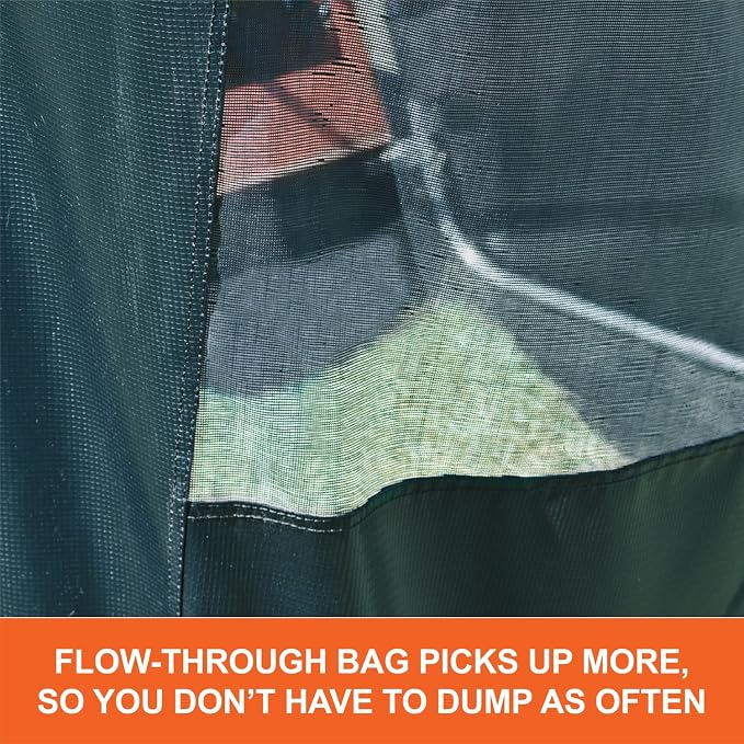 Agri-Fab 44 In Tow-Behind Lawn Sweeper with 28 Cu Ft Flow-Through Hopper Bag, Adjustable Brush Height, and Dump From Seat Handle