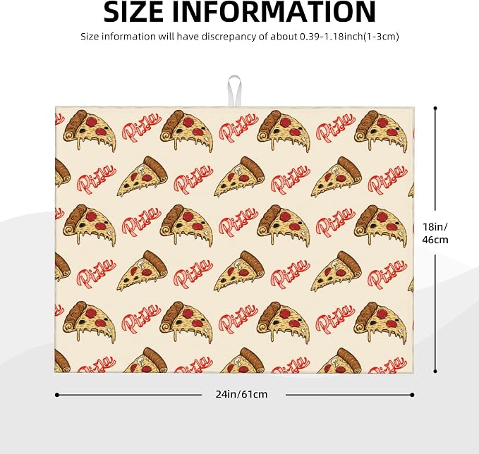 Cute Pizza Food Microfiber Dish Drying Mat for Kitchen Counter 18"x24" Funny Dishes Pad Dish Drainer Rack Mats Washable Absorbent Fast Dry