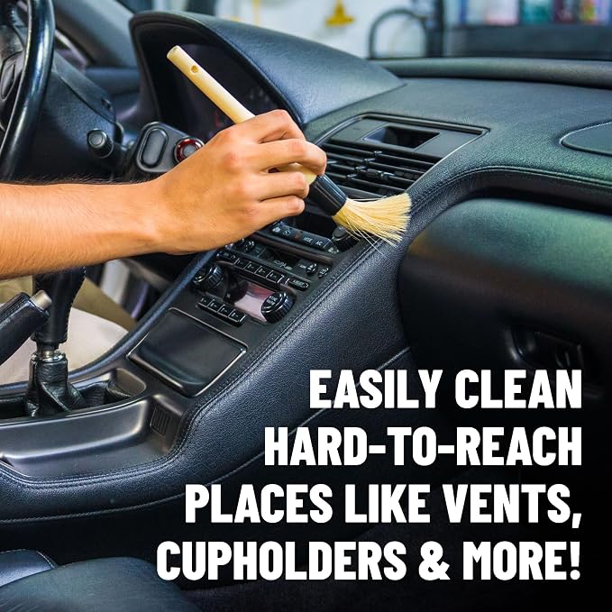 Chemical Guys, Boars Hair Detailing Brush for Wheels, Grilles & Interior | Soft boars-hair bristles gently clean wheels, grilles, emblems and interior surfaces without scratching
