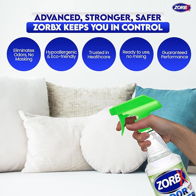 ZORBX Unscented Odor Eliminator Spray Set, 2+16+32 Oz, Hospital-Grade | Permanent Odor Remover for Pet & Human Urine, Smoke & Strong Odors, Carpet, Upholstery, Mattress, Bathroom, Basement & More