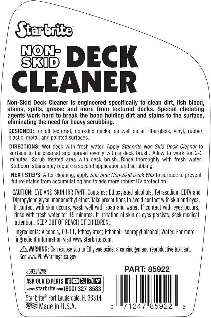 STAR BRITE Non-Skid Deck Cleaner & Protectant - Lift Dirt & Stains From Fiberglass, Painted Surfaces, More 22oz Spray (085922SS)