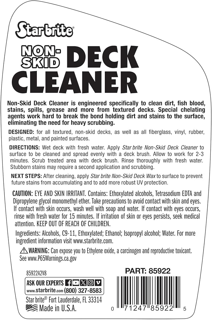 STAR BRITE Non-Skid Deck Cleaner & Protectant - Lift Dirt & Stains From Fiberglass, Painted Surfaces, More 22oz Spray (085922SS)