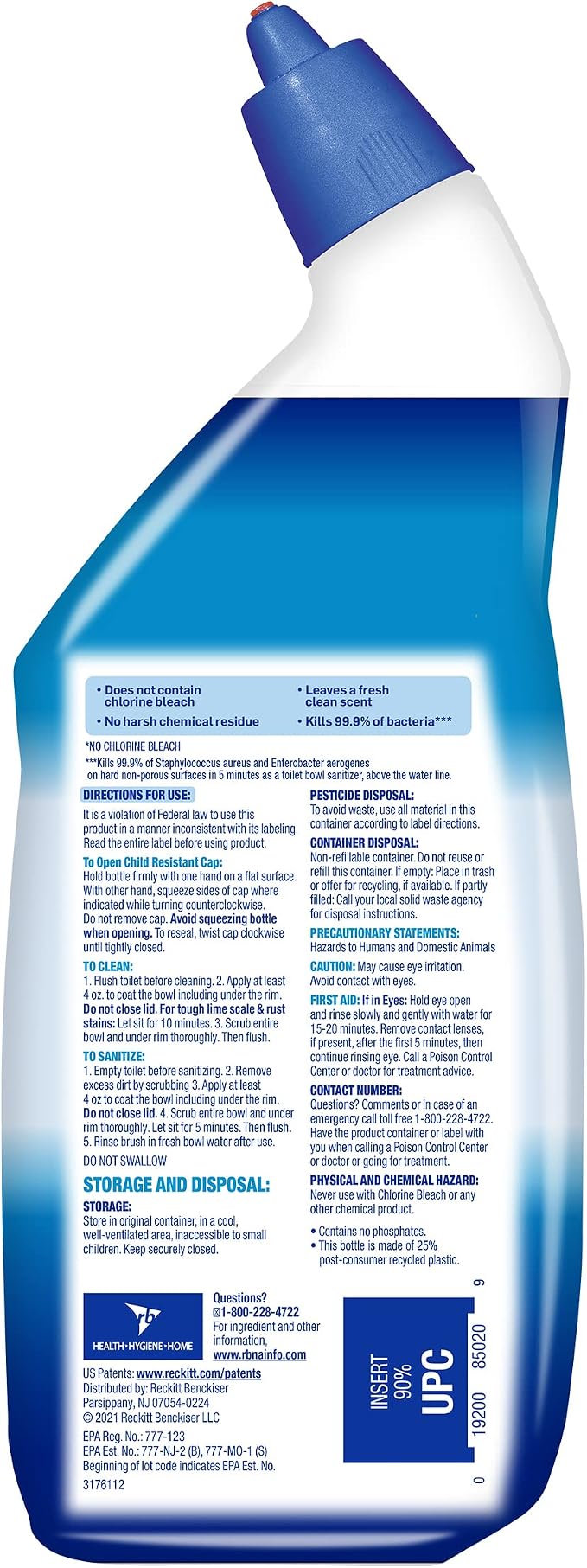 Lysol Toilet Bowl Cleaner Gel, For Cleaning and Disinfecting, Bleach Free, Ocean Fresh Scent, 24oz (Pack of 4)