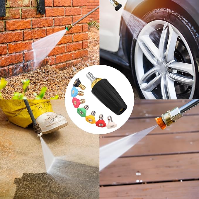4000 PSI Turbo Nozzle Pressure Washer with 7 Pressure Washer Tips | 1/4 inch quick connect tips with 0, 15, 25, 40 and 65 degree, rinse and soap nozzles for car, concrete, driveways and brick.
