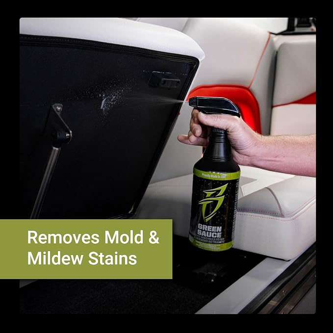 Boat Bling Green Sauce Enzyme-Based Stain Remover for Boats, 1 Gallon | Enzyme-based stain remover breaks down interior and exterior stains; fiberglass, vinyl, fabric and carpet