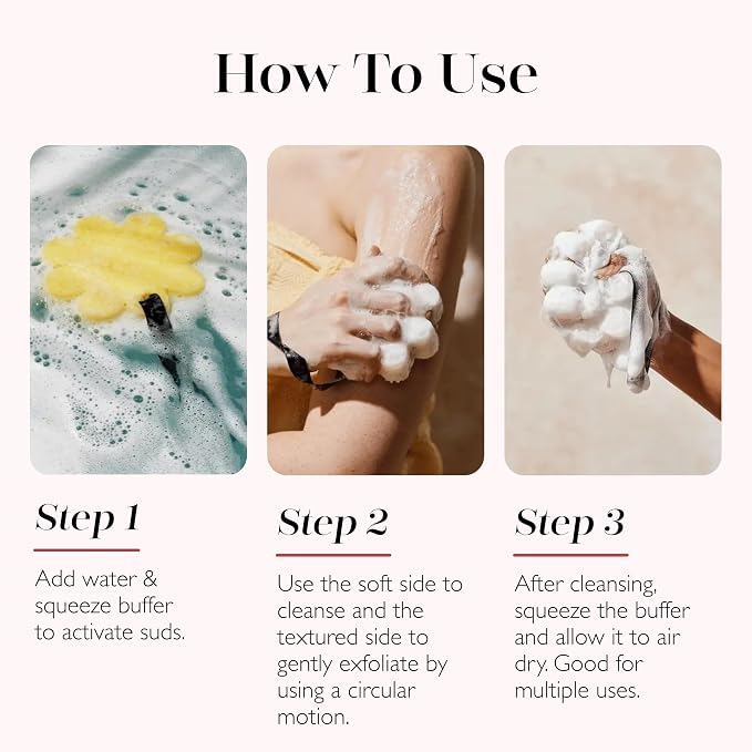 Spongellé Grapefruit Cassis Wild Flower Bath Sponge | Built-in Body Wash & Body Scrubber, Shower Loofah Sponge for Women | 14+ uses
