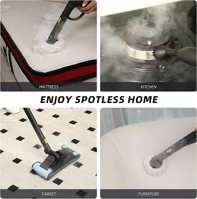 Heavy-Duty Steam Cleaner for Home, 1500W High Pressure | Multipurpose Steamer for Cleaning with 22 Accessories for Tile, Grout, Hardwood Floors, Bathroom, Kitchen & Car Detailing
