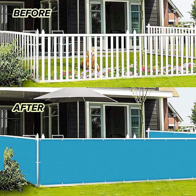 LOVE STORY 3' x 10' Balcony Privacy Screen Cover, Turquoise Blue | HDPE Fabric, 95% UV Block, Fence Cover for Patio Deck, Railing Screen for Porch, Privacy Protective, Custom Size Available