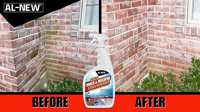 AL-NEW SH50 Mold and Mildew Stain Remover | Scrub Free Formula | Works Great on Decks, Vinyl Siding & Gutters, Tub and Tile (30oz Bottle)