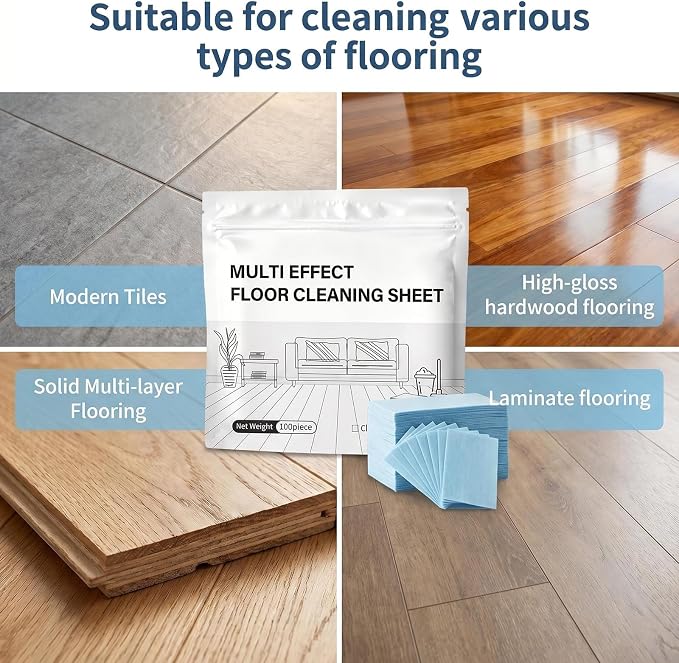 300Pcs Floor Cleaning Tablets, Multi-Surface Cleaner, Multiple Effect The Floor Clean, Multi Effect Floor Cleaner Sheets with Fresh Scent for Hardwood Floors, Laminate, Wall Tiles, Glass & More (Blue)