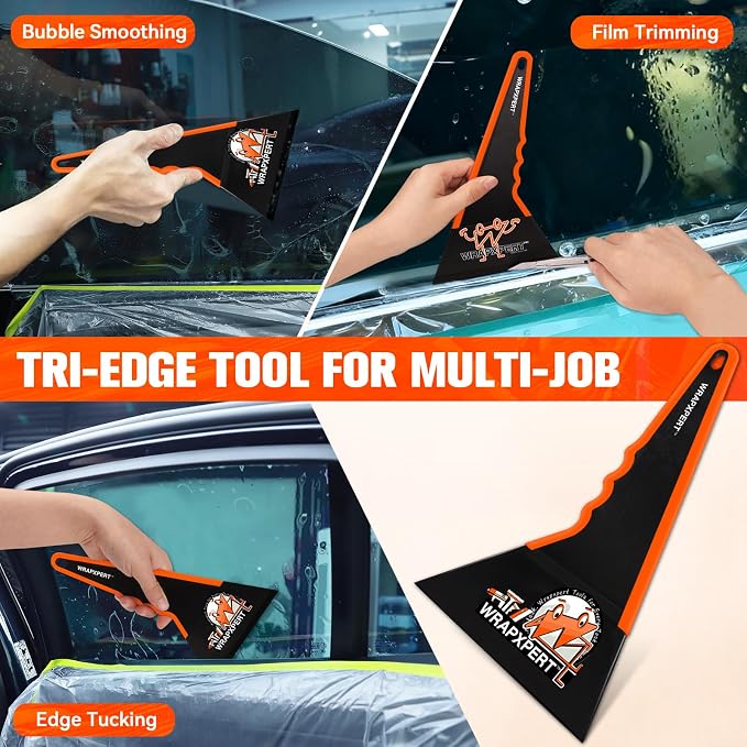 WRAPXPERT Window Tint Tools Kit, 3-Step Professional Window Tint Squeegee Set for Windshield & Rear Glass Tinting, Squeegee for Car Window Film Installation, Fast Water Removal and Bubble-Free Finish