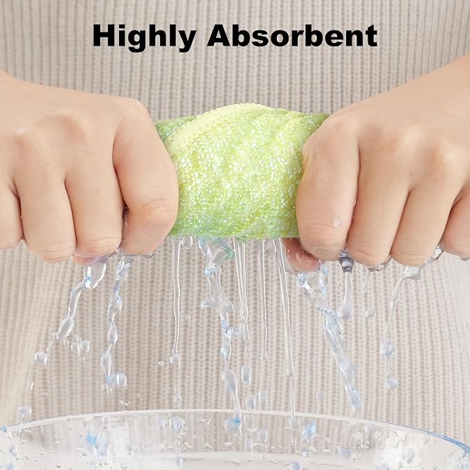 JOYMOOP Bubble Mesh Microfiber Cleaning Cloth, Reusable Non-Scratch Cleaning Rags, Dual-Sided Dish Cloths, Multipurpose Dish Rags for Dishwashing, Kitchen, Stainless Steel-6 Packs, Yellow