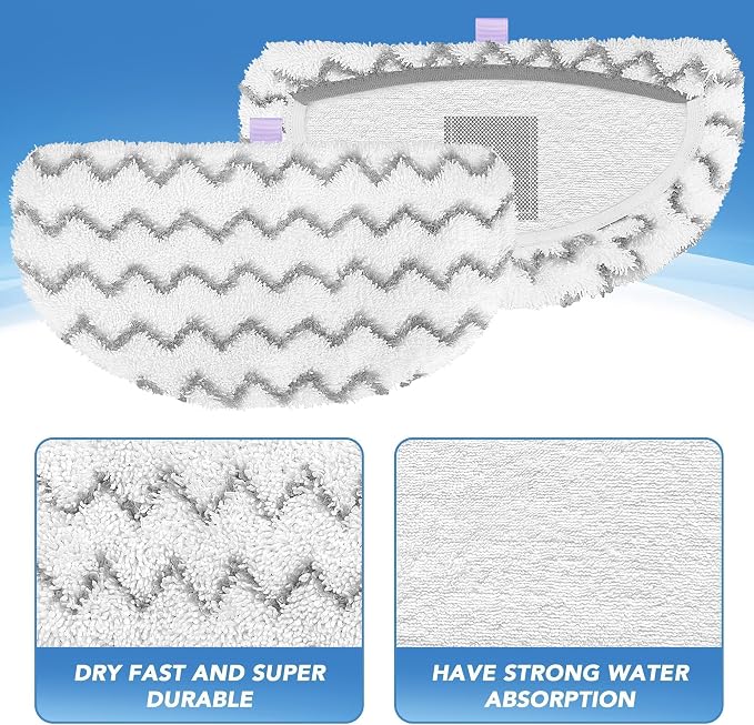 4 Pack PowerFresh Replacement Steam Mop Pads Compatible with Bissell PowerFresh Steam Mop, Fits 1940, 1806, 1544, 1440 Series, Microfiber Scrubbing Pads for Sealed Hard Floors