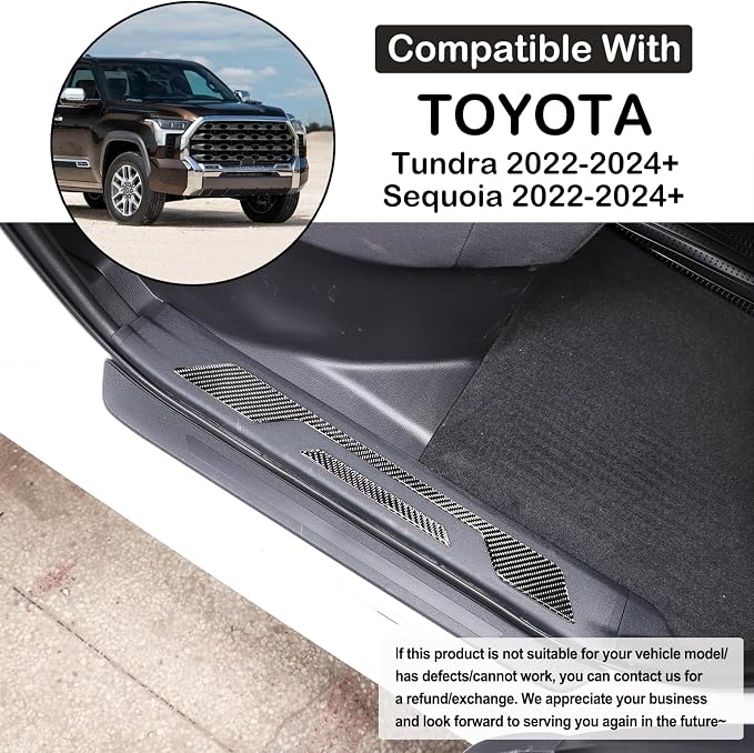 Car Door Sill Plate Protectors Fit Toyot@a Tundra/Sequoia 2022-2024 Car Carbon Fiber Door Entry Guard Sill Scuff Cover Sticker Step Protect Door Sill Scuff Plate Door Sill Cover Decor Trim Accessories