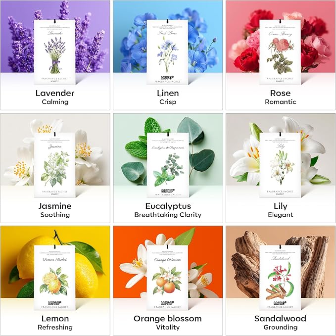 MYARO 12 Packs Eucalyptus Mint Scented Sachets for Drawer and Closet, Long-Lasting Closet Sachet Bags Drawer Deodorizers Fresh Scents, Home Fragrance Air Freshener