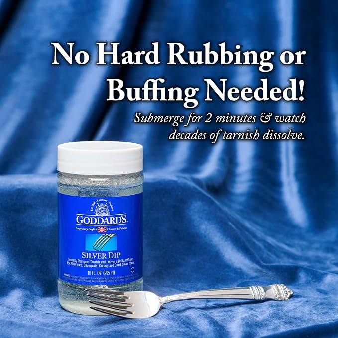 Goddard's Silver Cleaner Dip – Silver Jewelry Cleaner Solution for Filigree Metalwork & Small Items – Professional Use Tarnish Remover – Silverware Cleaning Supplies (10 oz)