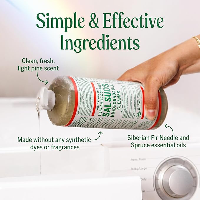 Dr. Bronner's Sal Suds Biodegradable Cleaner (16 Ounce, 2-Pack) – All Purpose Pine Mop Detergent for Floors, Laundry & Dishes, Multi Surface Concentrate, Heavy-Duty Degreaser