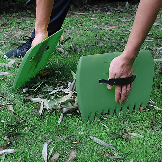 2pcs Leaf Scoops Hand Rakes, Large Leaf Grabber with Leaf Claws Durable Ergonomic Leaf Scoops Garden Tool for Easy Picking up Leaves, Grass Clippings and Lawn Debris