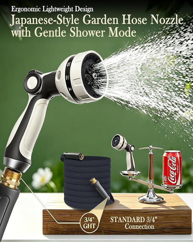 Garden Hose Nozzle - 10 Spray Patterns Water Sprayer Nozzle | Thumb Control On/Off Valve,Adjustable Flow Control Hose Gun Leak-Proof Water Attachment for Outdoor Lawn, Gardening,Car & Pet