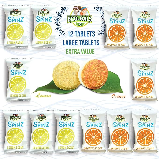 ECO-GALS Eco Spinz Garbage Disposal Soap for Cleaning Kitchen Sinks and Drains 6 ct. Lemon & 6 ct. Orange Citrus Scent