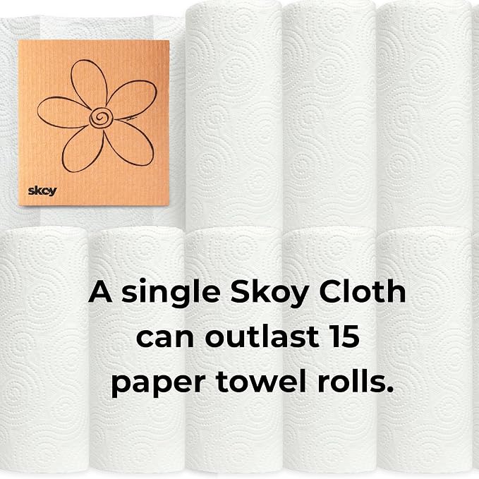 Skoy Cloth, 8-Pack Versatile Swedish Dishcloths for Kitchen and Household Use, Reusable Cleaning Cloths, Planet-Friendly, Dishwasher and Dryer-Safe, Gray