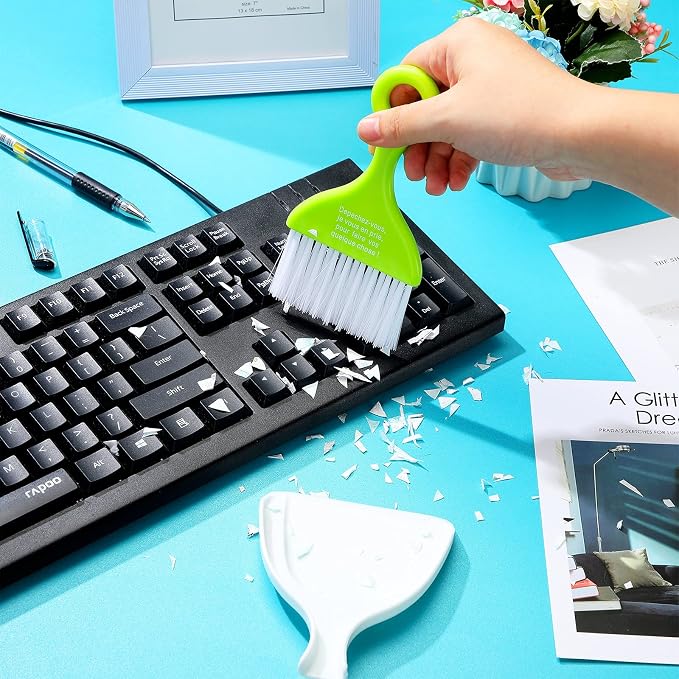 Chengu 3 Pack Mini Dustpan and Brush Set Colorful Small Broom and Dustpan Set Hand Whisk Brooms Tiny Cleaning Brush Table Crumbs Sweep for Desk Keyboard Kitchen Corner Car Sofa Pet Cage Nest Craft