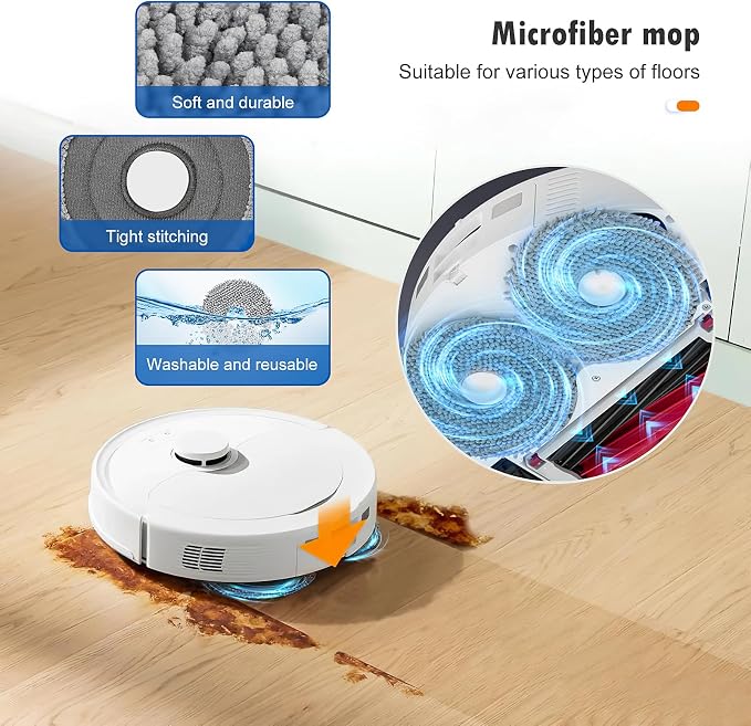 26 Pack Replacement Parts for Roborock Qrevo Master/Qrevo Slim Robot Vacuum | 2 Main Brush 6 Side Brushes 4 HEPA Filters 6 Mop Pads 6 Dust Bags 1 Cleaning Brush 1 Screwdriver