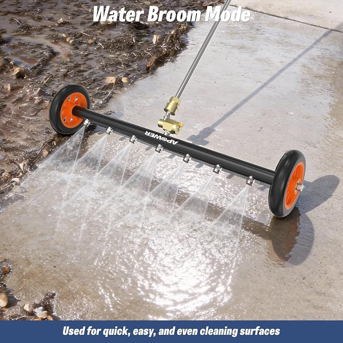 24" Undercarriage Pressure Washer Attachment, Water Broom | Under Carriage Car Cleaner, Electric Power Wash Accessories with 3 Pieces Extension Wand, 1/4" Connector, 4000 PSI, Black