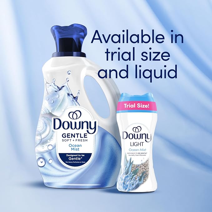 Downy Light Laundry Scent Booster Beads, Ocean Mist Scent, 24 OZ, In-Wash Fabric Beads Designed To Be Gentle With A Light Boost Of Scent, No Heavy Perfumes