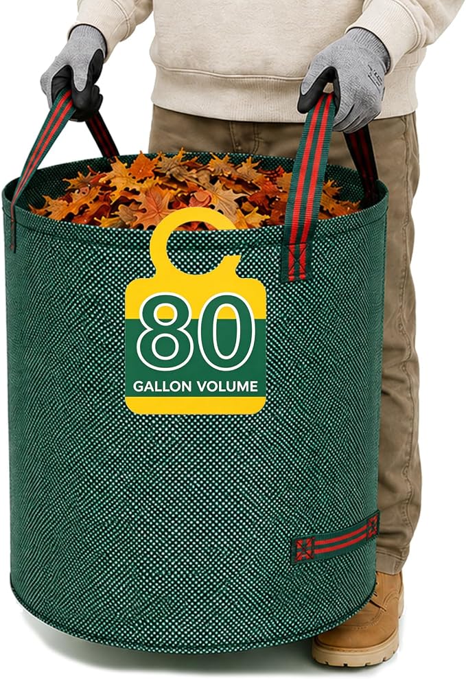 80 Gallon extra large leaf collector leaf bags lawn bags yard waste large capacity,reusable leaf bags Cleaning fallen leaves, weeds, or use for moving