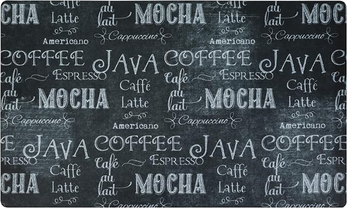 Drymate Coffee Maker Mat, (Coffee Station Bar Accessory) Protects Kitchen Countertops From Spills, Stains & Scratches, Absorbent, Waterproof, Washable (USA Made) (12” x 20”) (Java Chalkboard)