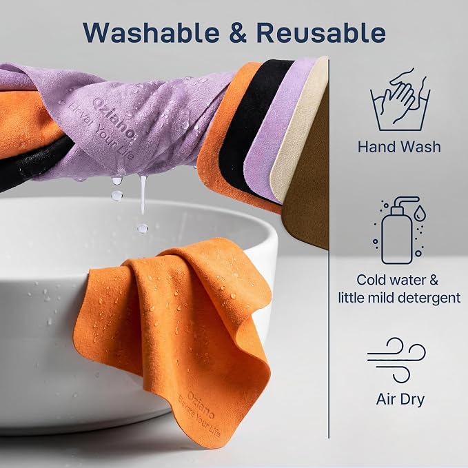 10 Pack Microfiber Cleaning Cloths, Premium 110D Scratch-Free & Lint-Free Clean Cloth for Eyeglasses, Phone Screen, Camera Lens, VR/AR Headset, Car Mirror, Reusable & Washable (5 Colour, 6.9 * 5.7)