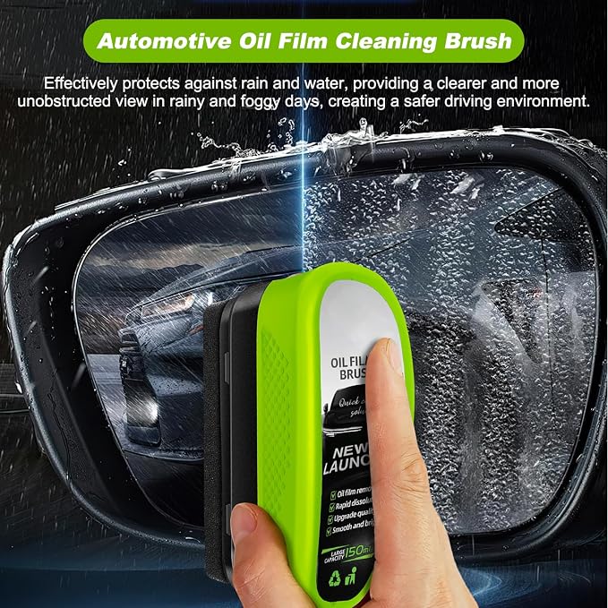 Oil-Free Car Glass Brushes, Upgrade 2.0 Clear Vision Glass Cleaner, Oil Film Cleaning Brush for Automotive Windows, Clearvision Cars Windshield Cleaner Tool, Universal Cleaning Wipe Board (2 SET)