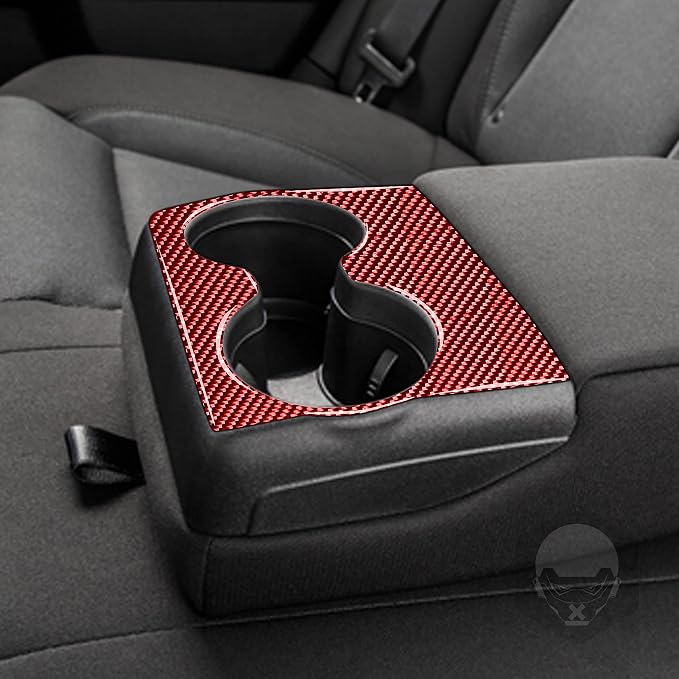 Rear Cup Holder Trim Fit for Dodge Charger/Chrysler 300 2011-2023 | Real Carbon Fiber | Accessories | Anti-scratch | Self-adhesive | Red