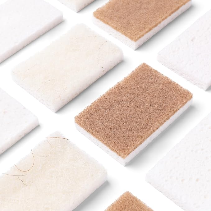 Full Circle Natural Scrubber Sponge Duo Set, Plant-Based Scrubber Sponges – Pack of 6 – 3 Walnut & 3 Coconut – Powerful Natural Sponges Made with Plants & Recycled Materials, Safe for Nonstick