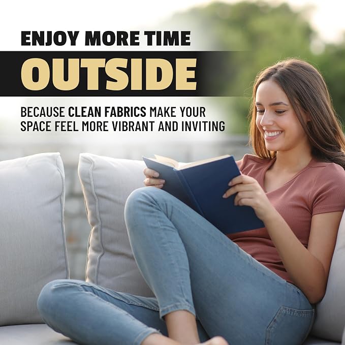 Patio Cushion Cleaner Outdoor Fabric Cleaner - Deep Cleans Dirt, Grime & Weather Stains on Furniture, Pillows, Umbrellas, Awnings & Covers – Non-Bleach, Designed for Canvas, Polyester & Acrylic, 16 oz