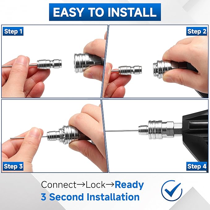 Pressure Washer Needle Nozzle– Stainless Steel Flush Wand | 2-4GPM Pressure Washer Extension Spray Tips, 1/4" Quick Connect Washing Machine, AC Coil, Water Heater, Appliance Cleaning
