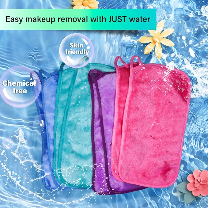 Nugilla Makeup Remover Cloths, 8 Packs Makeup Remover Towels Reusable Face Wash Cloth, Soft Microfiber Face Cloth for Women