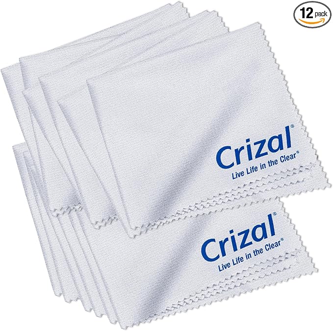 Crizal Eyeglass Cleaning Cloths – 12 Pack Premium Microfiber – Designed & Tested, Trusted for Advanced AR Lens Coatings – for Today's Premium Lenses