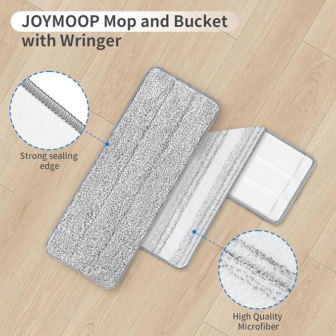 10 Pack Mop Replacement Pads for Joymoop, 13 x 4.9 in Refills | Washable, reusable microfiber pads fit most 11-13-inch flat mops and deliver strong absorption for wet or dry floor cleaning