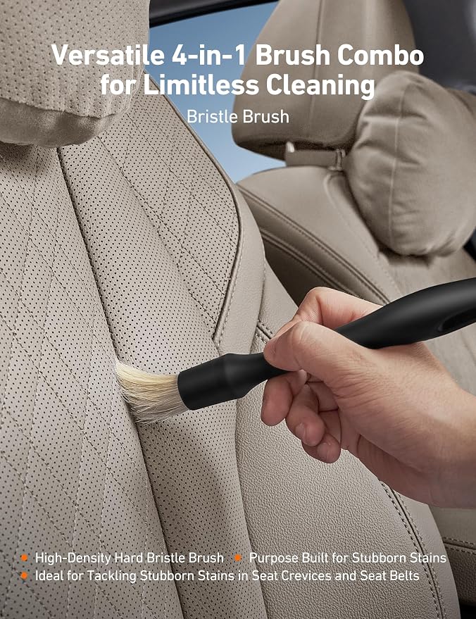AstroAI 8pcs Windshield Cleaner Tool, Car Interior Detailing Kit with AC Vent Brush, 3 Cleaning Brushes, 4 Microfiber Pads and Spray Bottle, All-Inclusive Cleaning Solution, Car Accessories, Blue