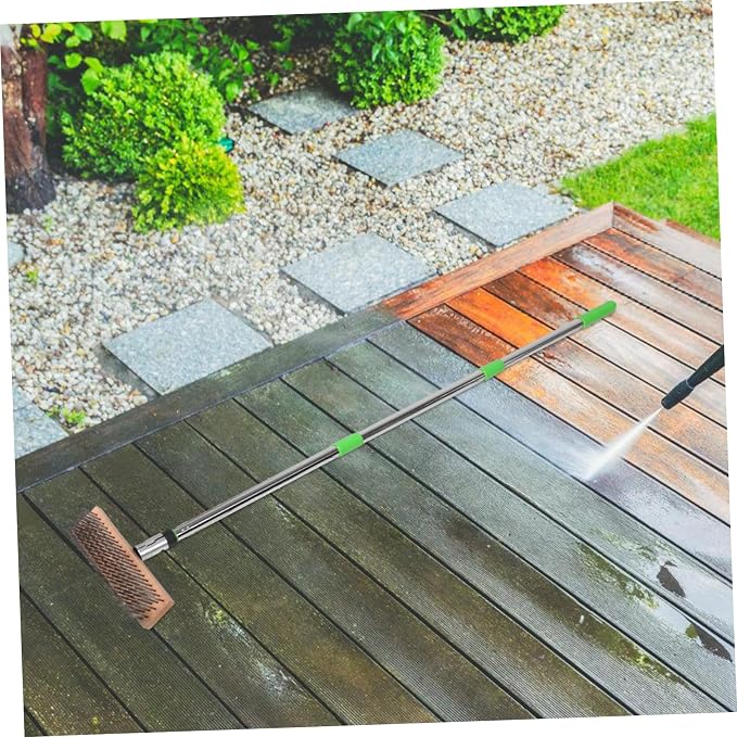 LIOOBO Stainless Steel Scrub Brush: 1.2m Heavy-Duty Wire Bristle Brush for Tough Stains - Outdoor Use on Decks Patios & Concrete - Commercial Cleaning Tool